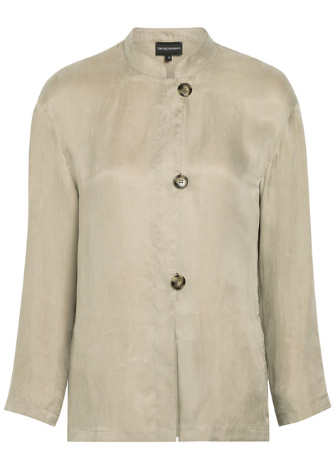 EMPORIO ARMANI-Stand-collar lyocell shirt