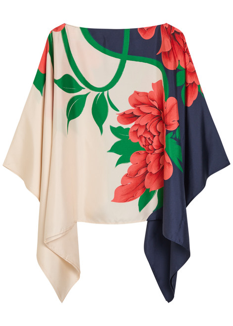 LA DOUBLE J-Foulard floral-print silk top