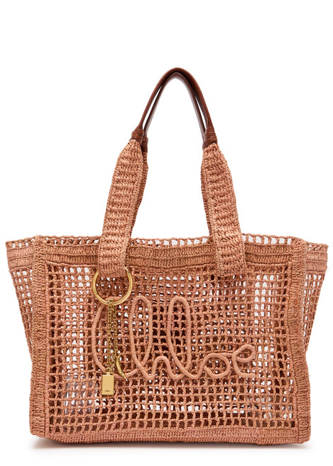 CHLOE-Summer Banana logo raffia tote bag