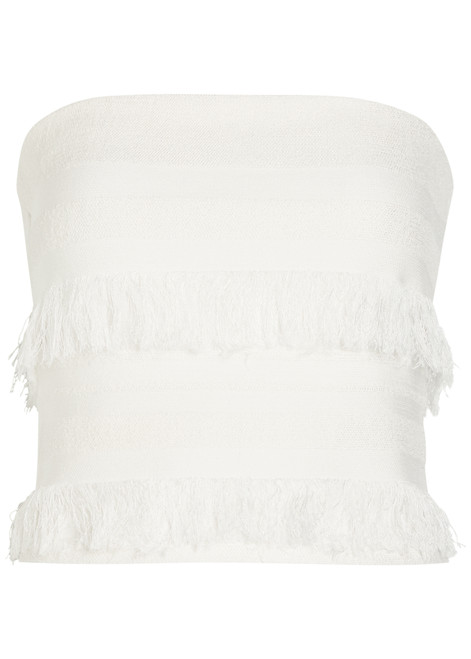 SIMKHAI-Cairo fringed strapless knit top
