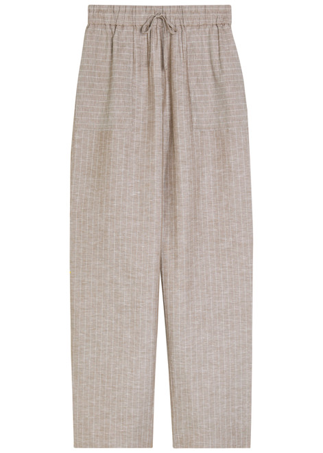 MM-Fauna striped straight-leg linen-blend trousers 