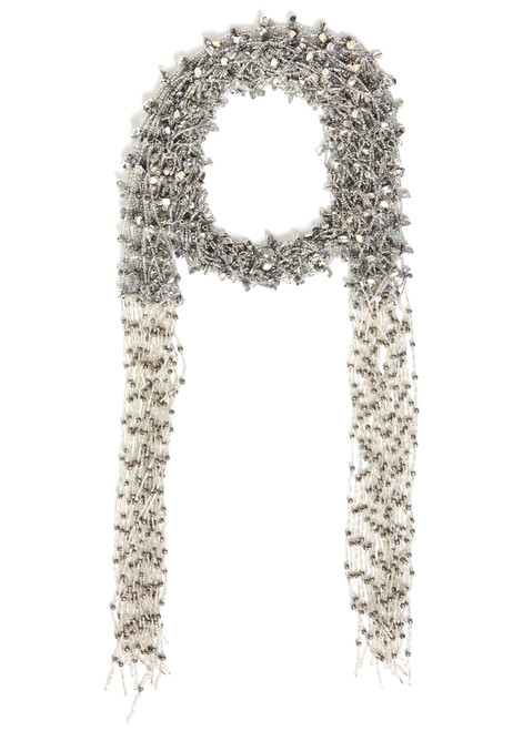 DRIES VAN NOTEN-Fringed beaded scarf necklace