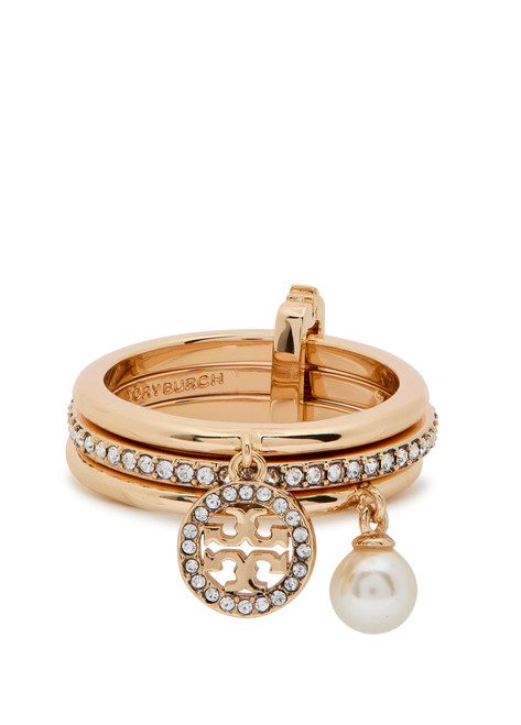 TORY BURCH-Icon 18kt gold-plated stacked ring