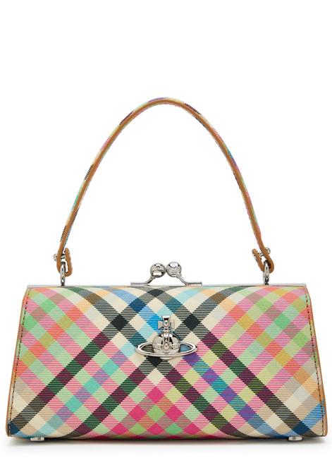 VIVIENNE WESTWOOD-Doll XL plaid faux leather top handle bag