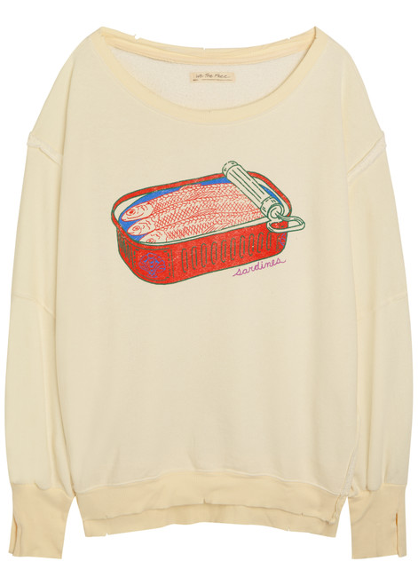FREE PEOPLE-Printed distressed terry sweatshirt