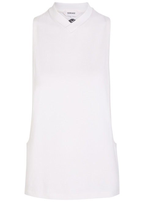 VERSACE-Open side stretch-cotton tank top