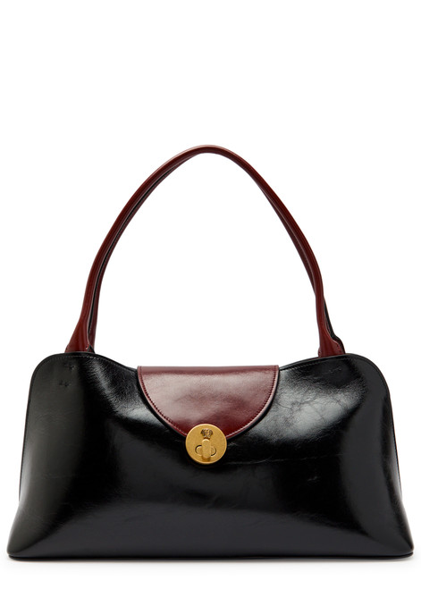VERSACE-Medium glossed leather shoulder bag