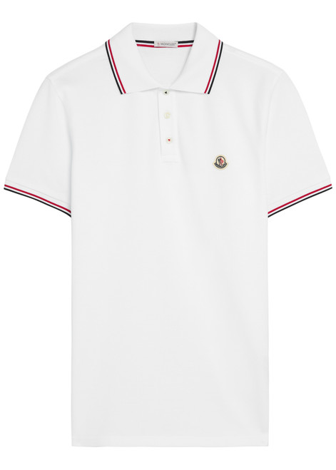 MONCLER-Logo-appliquéd piqué cotton polo shirt