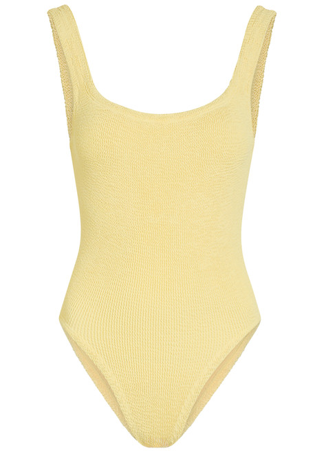 HUNZA G-Square-neck crinkle swimsuit