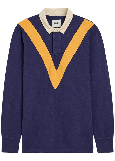 DRAKE'S-Panelled cotton rugby top 