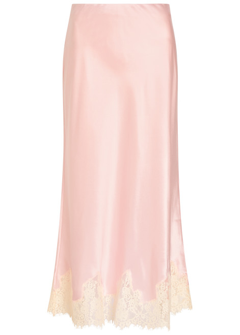 REFORMATION-Carolina lace-trim silk skirt 