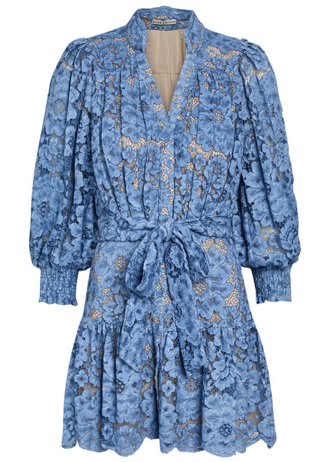 ALICE + OLIVIA-Cora belted guipure lace mini dress
