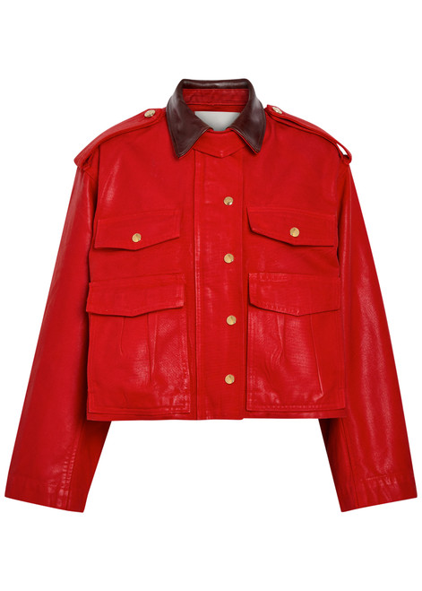 RÙADH-The Henderson leather collar waxed canvas jacket 