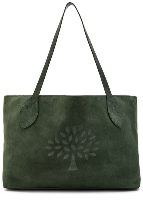 MULBERRY-Oversized logo-debossed suede tote bag 