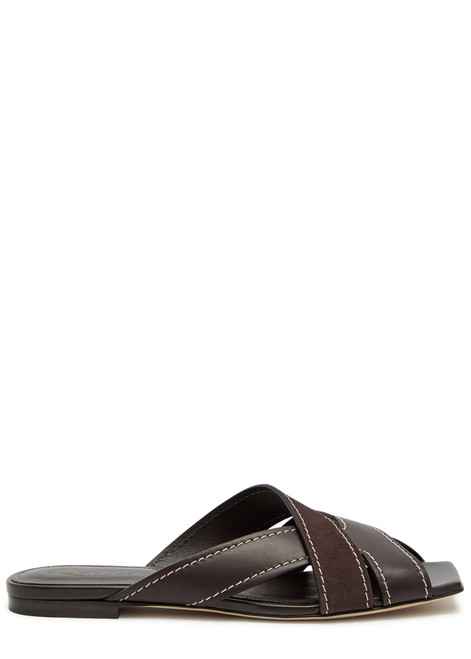 TODS-Square-toe suede and leather sandals