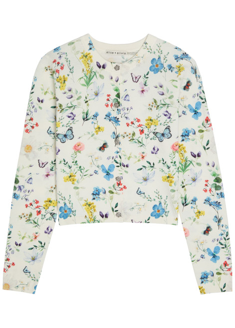 ALICE + OLIVIA-Carson floral print stretch-cotton cardigan 