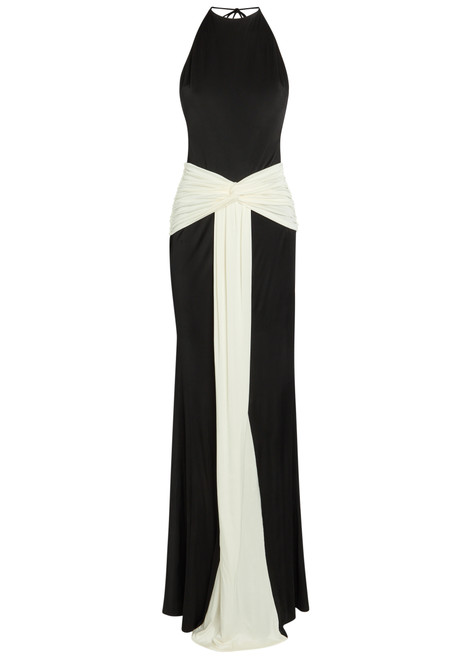 THE NEW ARRIVALS ILKYAZ OZEL-Euphorie colour-block ruched stretch-jersey maxi dress