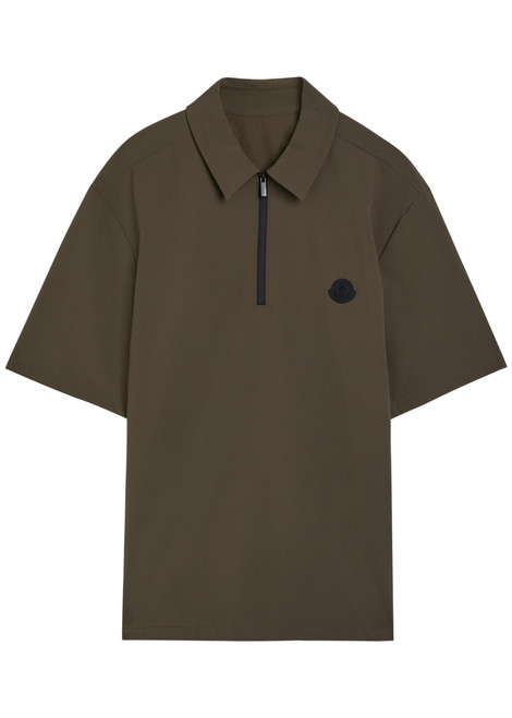 MONCLER-Logo-appliquéd stretch-polyamide polo shirt