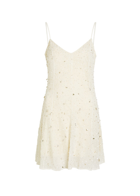 STAUD-Emily embellished mesh mini dress
