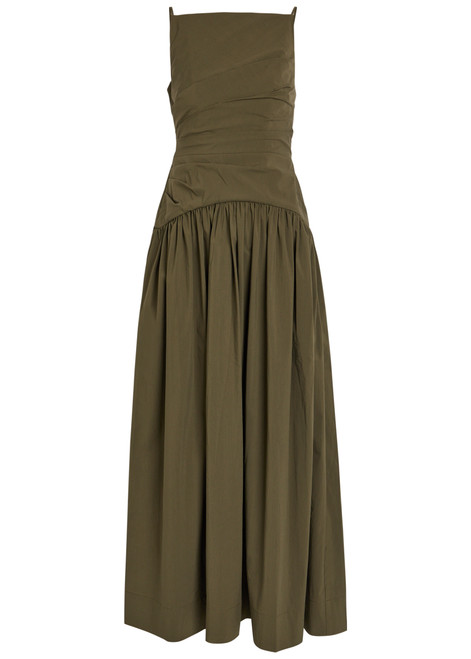 SHONA JOY-Campbell ruched cotton-blend maxi dress 