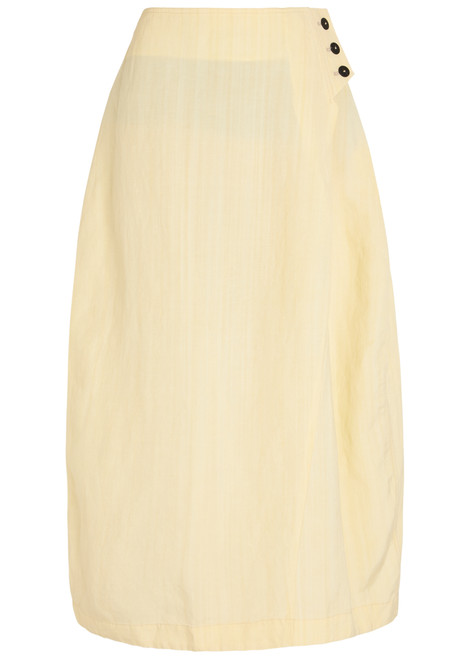 STUDIO NICHOLSON-Wrapped effect woven cotton midi skirt 