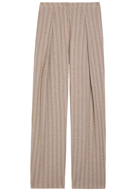 EMPORIO ARMANI-Chevron-knit straight-leg cotton-blend trousers