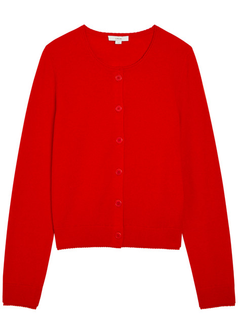 VINCE-Scalloped trims wool and cashmere-blend cardigan 
