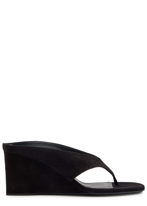 ALAÏA-75 suede wedge mules