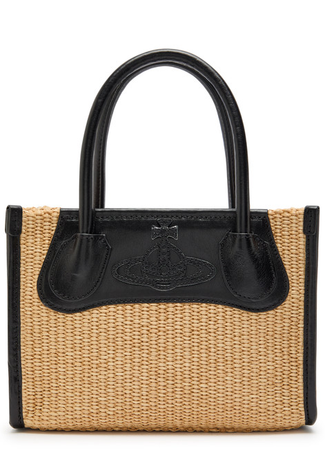 VIVIENNE WESTWOOD-Tory small leather and raffia tote cross-body bag