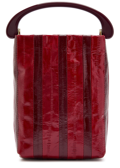 DRIES VAN NOTEN-Crisp striped glossed leather top handle bag