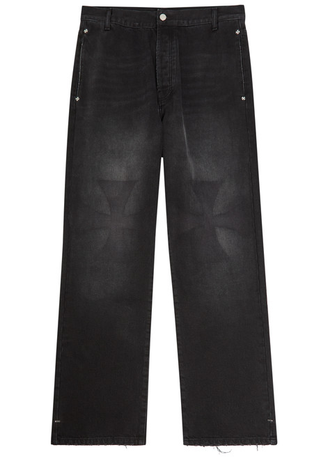 ASKYURSELF-Cross Patch straight-leg denim jeans 
