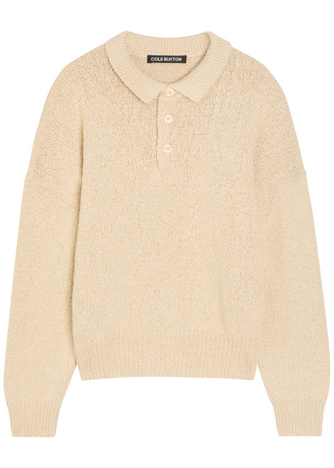 COLE BUXTON-Beach textured-knit cotton polo jumper 