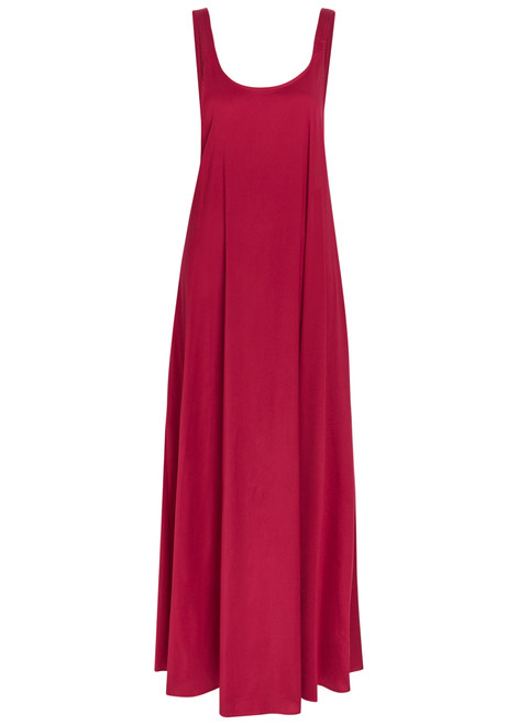 MAX MARA-Gathered-back cotton-blend maxi dress