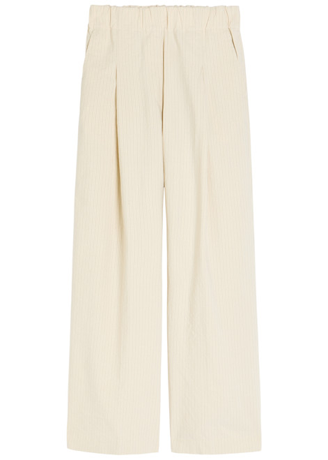 DRIES VAN NOTEN-Pila pinstriped wide-leg cotton-blend trousers
