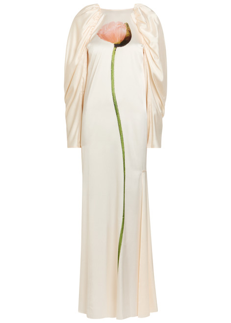 SIMONE ROCHA-Poppy floral-print satin gown