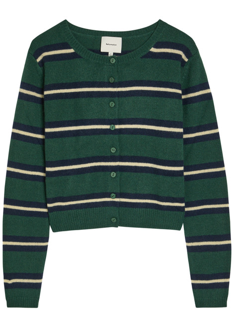 REFORMATION-Clara striped cashmere cardigan 