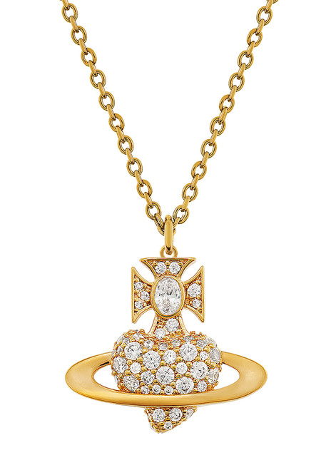 VIVIENNE WESTWOOD-Agnatha bas relief pavé  pendant necklace