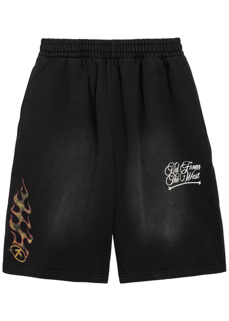 KIDWEST-Flame logo-print cotton shorts 