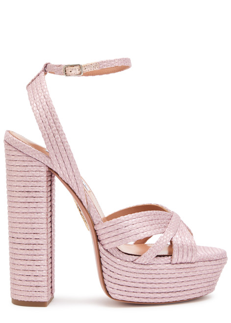 AQUAZZURA-Sundance 140 ribbed woven sandals 