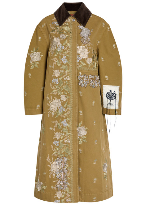 ERDEM-Embroidered and embellished denim overcoat