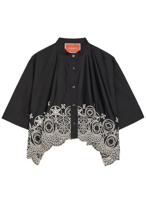 LA DOUBLE J-Embroidered cotton-poplin shirt