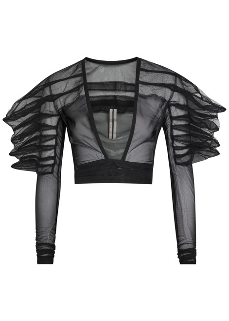 RICK OWENS-Rhino cropped tulle top