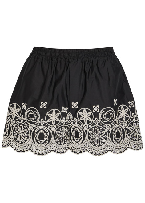 LA DOUBLE J-Embroidered cotton-poplin shorts