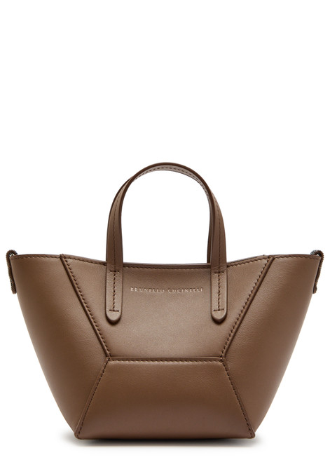 BRUNELLO CUCINELLI-Bead mini leather tote bag