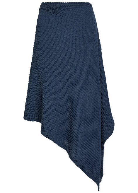 VICTORIA BECKHAM-Draped seersucker fine-knit midi skirt