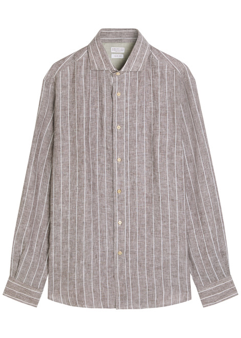 BRUNELLO CUCINELLI-Striped linen shirt