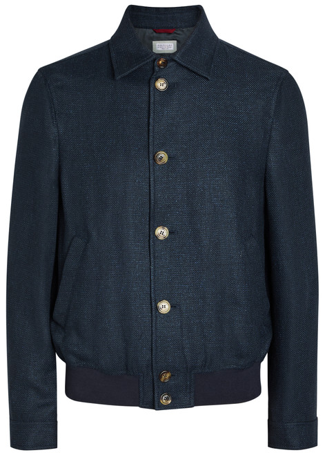 BRUNELLO CUCINELLI-Silk and linen-blend jacket