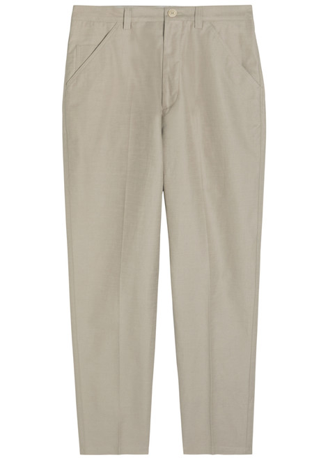 BRUNELLO CUCINELLI-Cotton and linen-blend trousers