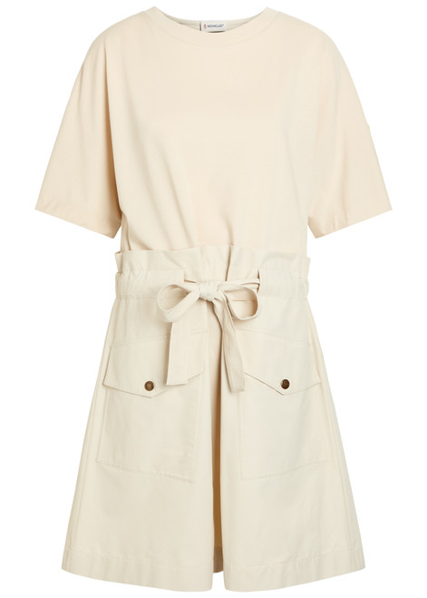 MONCLER-Belted cotton mini T-shirt dress