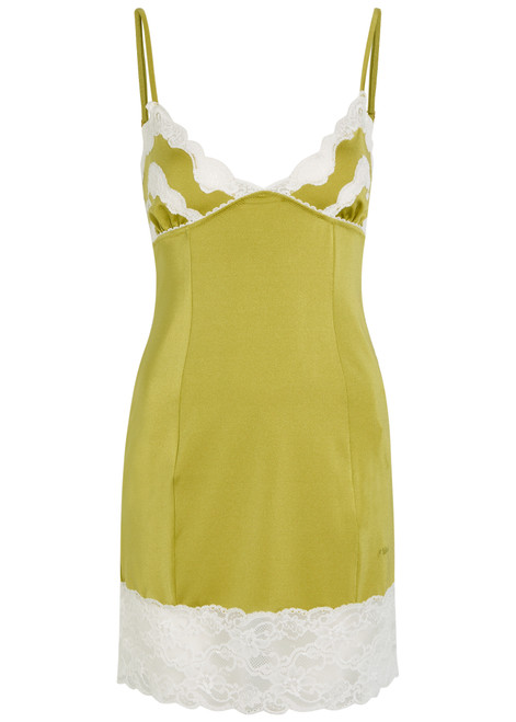 CHLOE-Lace-trim stretch-satin mini dress
